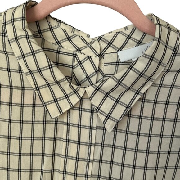 J Jill Womens Button Back Tunic Size MT Cream Plaid Clean Girl Twee Capsule NWT - Picture 3 of 13